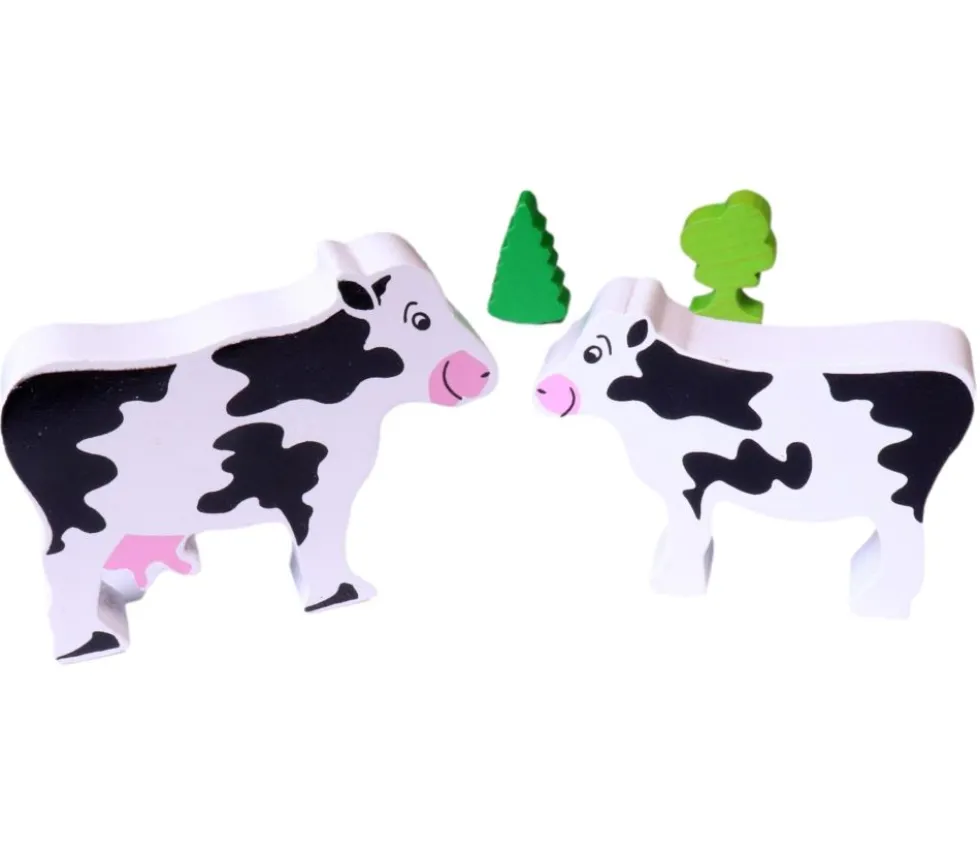Vache en bois noire et blanche 90 x 70 x 15 mm