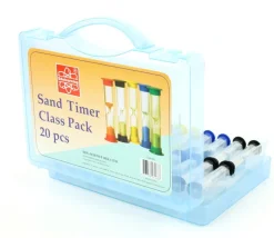 Valisette 20 sabliers pour jeux : 30 sec,1,3,5 et 10 minutes - 9 cm MM