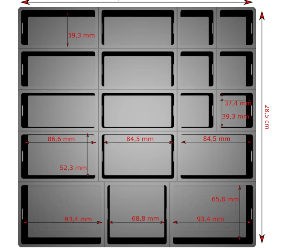 Zacabox - 18 compartiments modulaires avec couvercle - Sabot de rangement pour boite de jeu